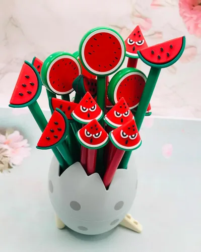 Miniatura 5 de 30 bolígrafos de tinta de gel de sandía y limón, 0.020 in, tinta negra, divertidos bolígrafos Kawaii de escritura de frutas para horarios