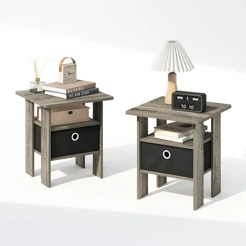 Miniatura 10 de Mesa de noche con cajón Furinno, Madera Roble francés