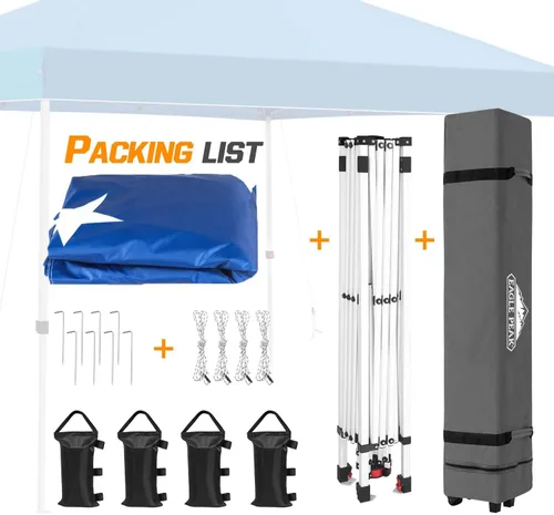 Miniatura 9 de EAGLE PEAK Tienda de campaña desplegable con bolsa de transporte con ruedas, 8 estacas, 4 cuerdas, 4 bolsas de peso, toldo de tienda de campaña