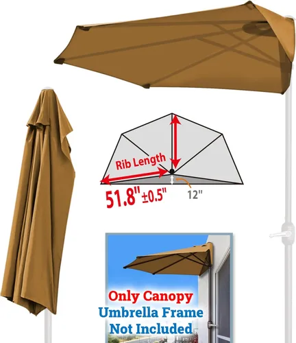 Miniatura 8 de YardGrow Toldo de repuesto para sombrilla de 9 pies y 5 varillas, solo toldo de repuesto, marco no incluido Beige Bronceado