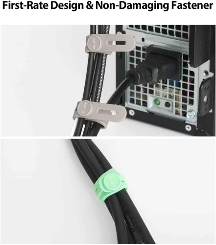Miniatura 9 de Ringke Sujetacables de silicona [gestión de cables reutilizables] Organizador de cables flexible, longitud ajustable, clips de cable duraderos