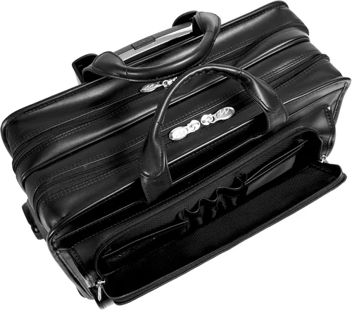Miniatura 5 de McKleinUSA, P Series, Franklin, cuero vacuno de grano superior, cuero de 17 pulgadas, maletín para portátil con ruedas desmontables, color negro
