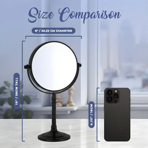 Miniatura 7 de MIRRORVANA Espejo de maquillaje grande de doble cara 10X y 1X con soporte en caja de regalo, 15 pulgadas de alto y 8 pulgadas de ancho (negro)