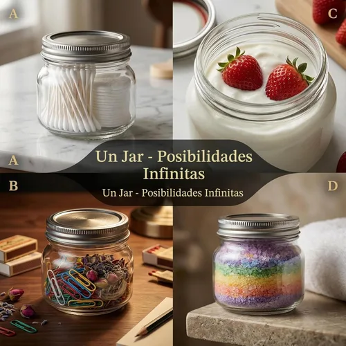 Miniatura 6 de Tarros Mason de 8 onzas, pequeños frascos de vidrio con tapas, tarros de conservas con cubiertas de metal herméticas para mermelada, miel, especias