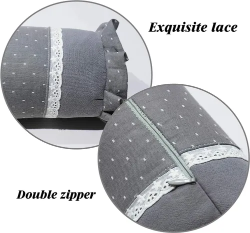 Miniatura 3 de Almohada cervical con relleno de cáscaras de trigo sarraceno para apoyo del cuello y alivio del dolor, almohada cervical cilíndrica para dormir