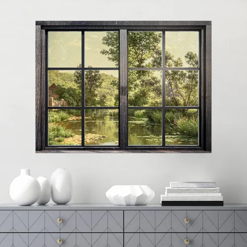 Miniatura 43 de SIGNWIN Adhesivo de pared removible/mural de pared para ventana, vegetación exuberante y árboles iluminados por el sol, fotografía, realismo