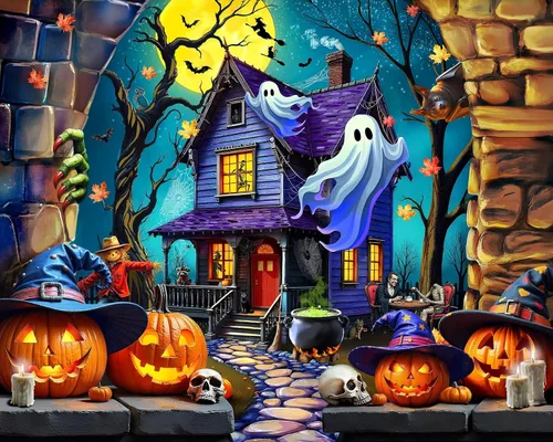 Miniatura 10 de Springbok 's Grandma's Halloween Party - Rompecabezas de 1000 piezas para Adutls Featues una escena de Halloween caprichosa para rompecabezas