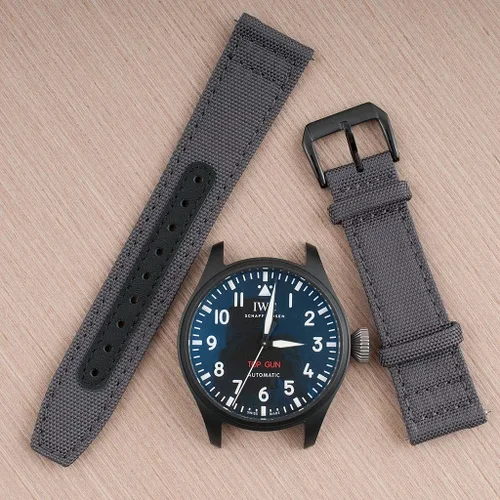 Miniatura 146 de StrapHabit Correa de reloj de liberación rápida, correa de reloj de tela de vela, dos longitudes, correa de reloj de piel de nailon, 0.748 in, 0.787