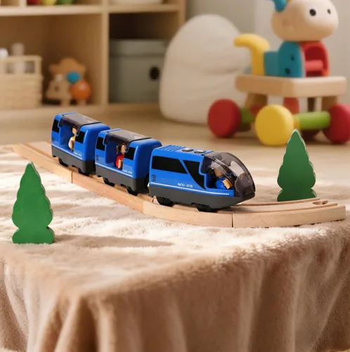 Miniatura 8 de TOPLIVING Tren motorizado para pista de madera, tren eléctrico con conexión magnética, trenes locomotoras a pilas para niños pequeños, compatible