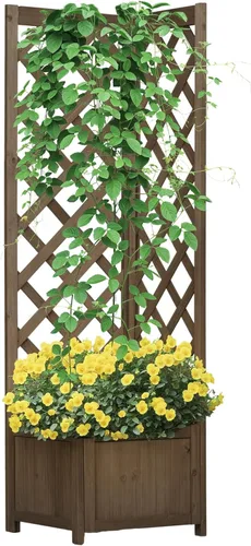 Miniatura 27 de Outsunny Cama de Jardín Elevada con 3 Jardineras, Soporte de Plantas de Madera con Orificios de Drenaje, para Verduras, Hierbas y Flores, Gris