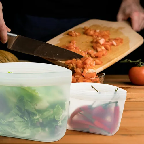 Miniatura 2 de Bolsas de silicona para almacenamiento de alimentos, contenedores reutilizables de almacenamiento de alimentos, bolsas de silicona con cierre