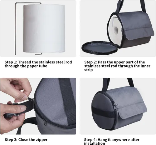 Miniatura 4 de Soporte de papel higiénico colgante para camping, organizador de toallas de papel impermeable para cocina, protector de papel higiénico para baño