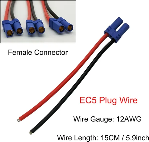 Miniatura 3 de 3 pares EC5 0.197 in macho y hembra banana conector coletas con 12awg 5.9inch alambre de silicona para RC Hobby Lipo batería