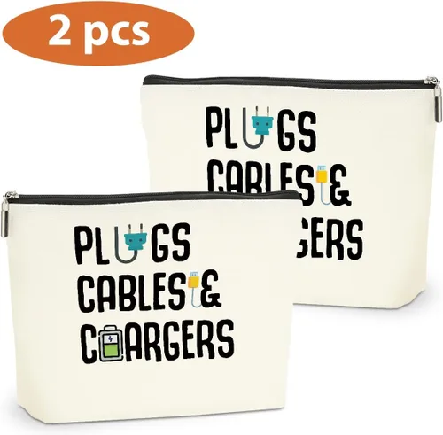Miniatura 3 de Bolsa organizadora de cables de 2 piezas, divertida bolsa de maquillaje, bolsa de carga, bolsa de cosméticos, bolsa de almacenamiento de viaje