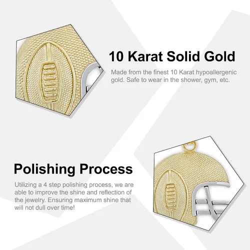 Miniatura 2 de Charm America - Gold Football Helmet Charm - 10 Karat Solid Gold
