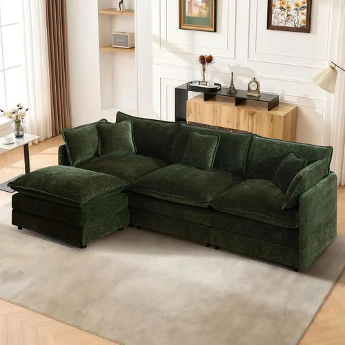 Miniatura 11 de Sofá seccional modular convertible de 76.7", sofás de dos plazas de chenilla con asiento profundo y cojines tipo loveseat para sala de estar, Beige
