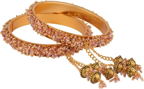 Miniatura 7 de Efulgenz Pulsera de cuentas india con dijes de borla colgantes, joyería de novia para mujer