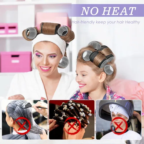 Miniatura 6 de 6 rodillos de pelo jumbo de 2.520 in y 6 rodillos grandes de 2.165 in, rodillos grandes para cabello largo, mujeres con 12 pinzas para el cabello