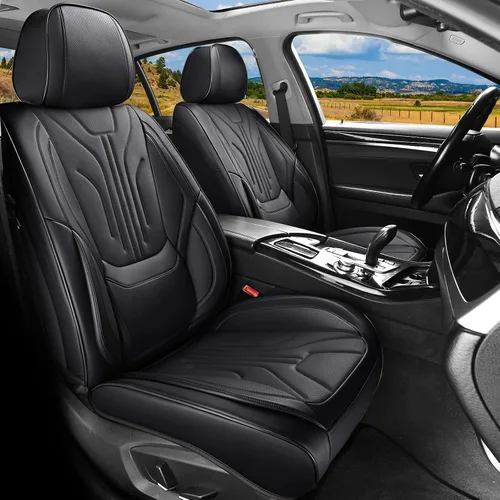 Miniatura 2 de Juego completo de fundas de asiento de automóvil, protector de cojín de piel sintética de ajuste universal, impermeable, antideslizante, accesorios