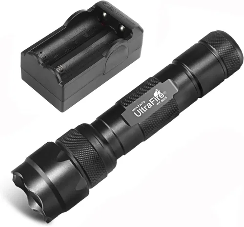 ULTRAFIRE WF-502B - Mini linterna LED, ultra brillante, 1000 lúmenes, linternas tácticas V6 LED 5 modos, con UFB22 y cargador pequeña linterna de