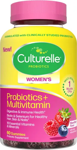 Culturelle® Probióticos + multivitamínicos para mujer, apoya la salud digestiva e inmunológica, biotina y selenio para un cabello, piel, uñas