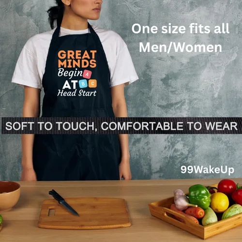 Miniatura 4 de Great Minds - Delantal para profesor, negro, talla única, para estudiantes de escuela, delantal de cocina unisex