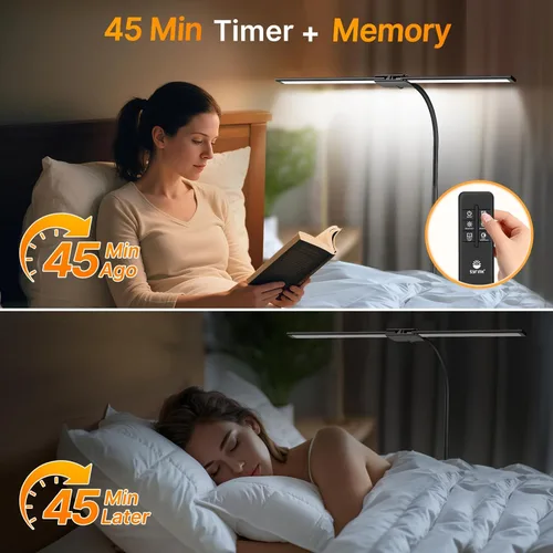 Miniatura 8 de Syrinx Lámpara de Pie LED, Lámparas de Pie de Doble Cabezal con Cuello de Ganso para Sala de Estar con Interruptor de Gestos y Control Remoto