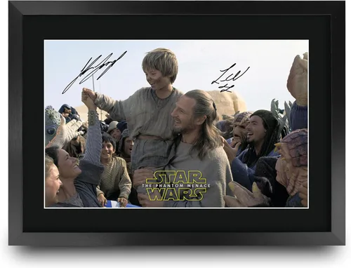 Miniatura 10 de HWC Trading Star Wars Episodio 1 La Amenaza Fantasma Regalos Presentación Impresa Autografiada Montaje para Fans de Recuerdos de Películas - 16" x