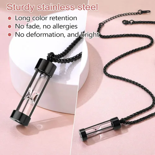 Miniatura 264 de FindChic Collares personalizados con urna para cenizas, barra vertical, gato, luna, reloj de arena, garra de perro, acero inoxidable, chapado en oro