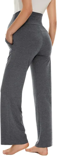 Miniatura 39 de Ecavus Pantalones de maternidad anchos y rectos para mujer, versátiles, cómodos, palazzo, elásticos, con bolsillos
