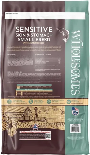 Miniatura 2 de Wholesomes Sensitive Skin & Stomach Small Breed Dry Dog Food, Salmon Meal & Brown Rice Recipe, Pea-Free & Whole Grains, All Life Stages, 12 lb Bag