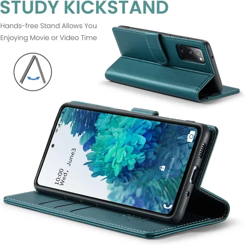 Miniatura 4 de FLIPALM Funda tipo cartera para Samsung Galaxy S20 FE 5G, bloqueo RFID, tarjetero de crédito, de piel sintética, función atril, funda protectora a