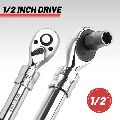 Miniatura 5 de Trinquete Extensible de 1/2 Pulgada, Llave de Vaso Duradera con Mango Largo de 72 Dientes de Liberación Rápida Reversible, Herramienta Manual