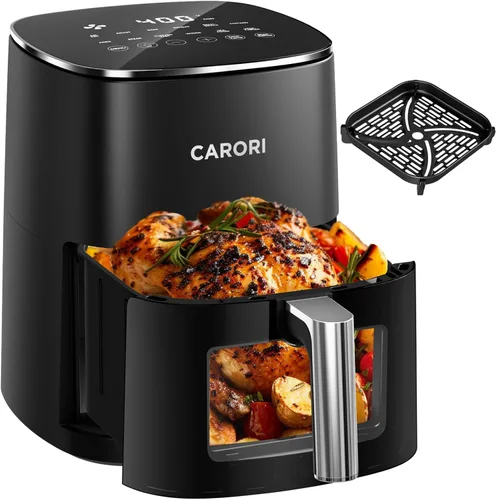 Miniatura 13 de CARORI Freidora de aire de 6 cuartos con ventana de visión, 12 preajustados, gran capacidad, 400 ℉ máximo crujiente, 1700 W comidas rápidas incluso