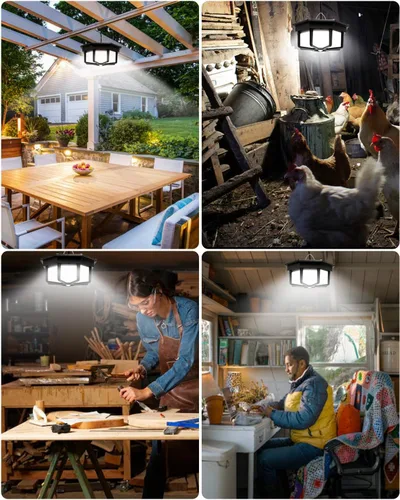Miniatura 6 de AEQ Luz Solar para Cobertizo Interior Exterior 288LED Iluminación 360° Luces Solares que Funcionan de Día con Control Remoto, Luces Solares