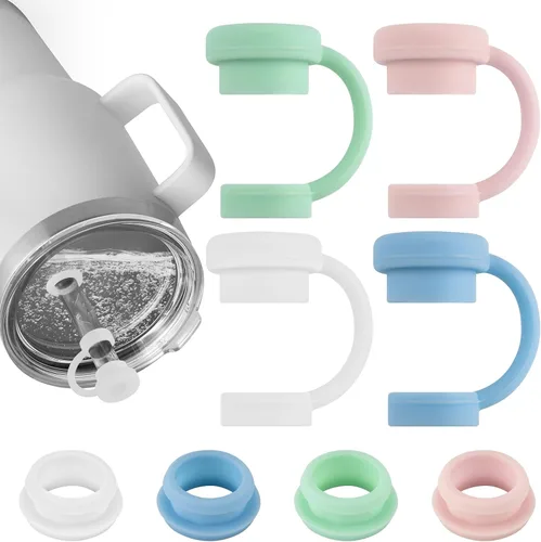 ERKOON Juego de tapones de silicona para derrames compatible con vasos de paja YETI, accesorios para vasos, funda de popote de silicona, protectores