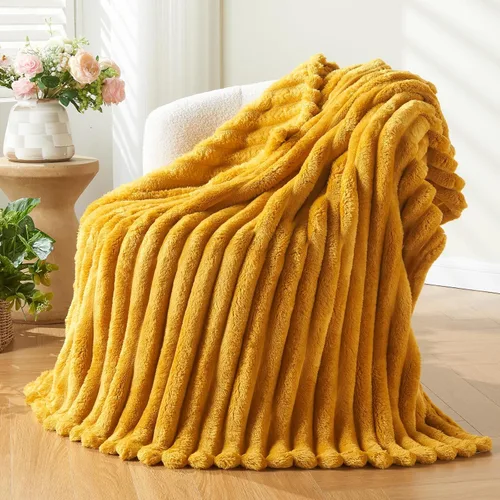 Miniatura 48 de NEWCOSPLAY Manta de Tiro Súper Suave Aqua Franela Sedosa Premium Forro Polar Jacquard Acanalado 3D Ligero Manta de Cama Uso en Todas las Estaciones