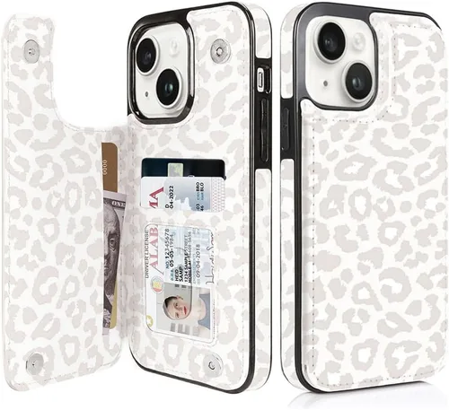 Miniatura 34 de uCOLOR Funda compatible con iPhone 15 de 6.1 pulgadas con ranura para tarjetero, función atril, doble cierre magnético y bloqueo RFID, funda de 6.1
