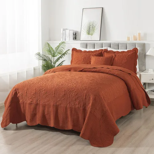 Miniatura 223 de HoneiLife - Juego de colcha de tamaño Queen, juego de ropa de cama de pana bordada de 3 piezas, colcha de lujo, ligera, cálida, para todas las Pana