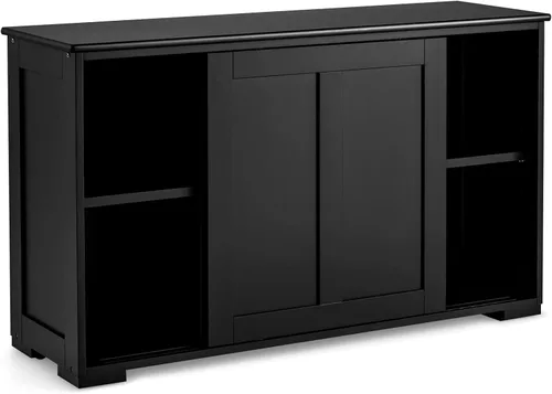 DORTALA Aparador tipo bufé, armario de almacenamiento de cocina de madera con puerta corredera y estante, armario de almacenamiento de entrada para