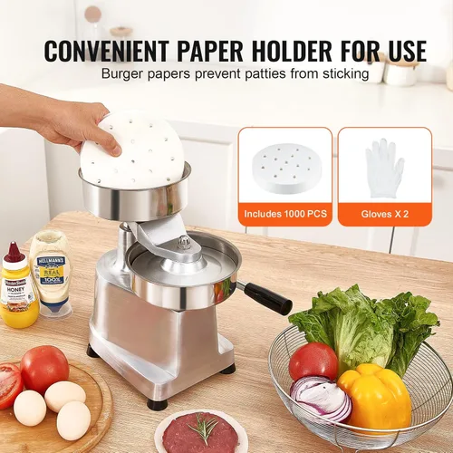 Miniatura 4 de VEVOR Prensa Comercial para Hamburguesas, Prensa para Hamburguesas de 150mm/6pulgadas, Prensa de Acero Inoxidable de Grado Alimentario