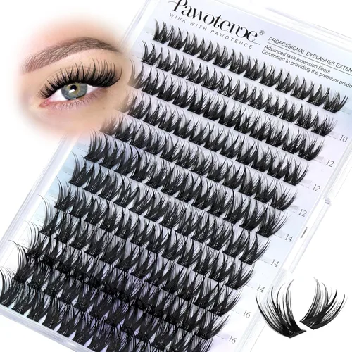 Miniatura 27 de Pawotence Kira - Extensiones de pestañas en racimo Wispy de 0.394-0.709 in, extensiones de pestañas individuales suaves y cómodas con banda fina