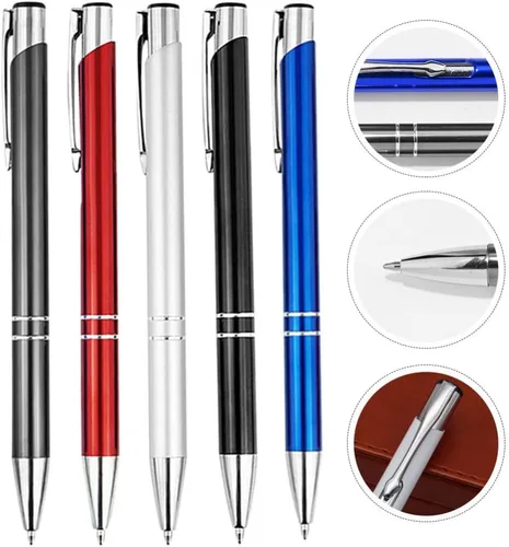 Miniatura 7 de Cabilock Bolígrafos de metal, 5 bolígrafos retráctiles, tipo prensa, bolígrafo de tinta negra, bolígrafo de rodillo, bolígrafo de diario, papelería
