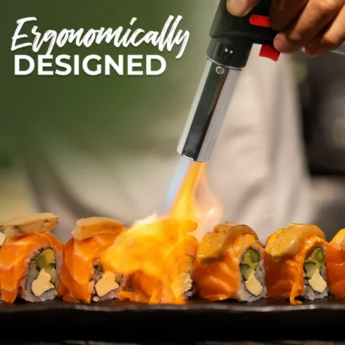 Miniatura 4 de Jo Chef Antorcha de cocina con butano incluido – Encendedor recargable con bloqueo de seguridad y llama ajustable, soplete culinario para cocinar