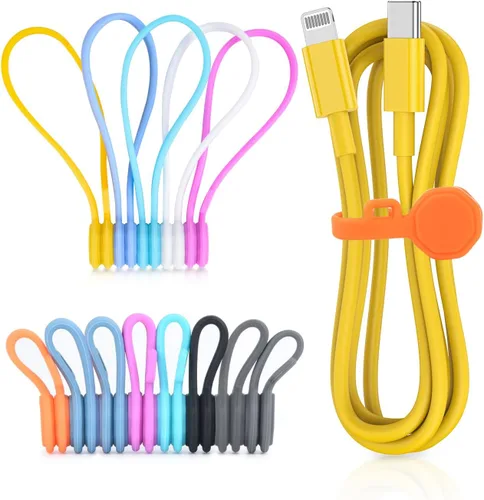 Miniatura 9 de 6 PCS Bridas Magnéticas de Silicona para Cables, Clips para Cables Organizador de Cordones [1S] Gestión de Cables de Cordones, Organizador Magnético