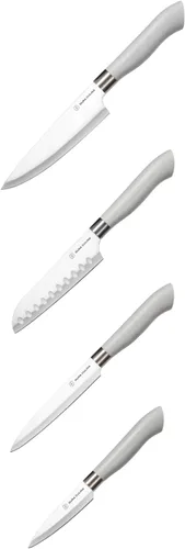 Miniatura 9 de Dura Living Juego de 5 cuchillos de cocina de corte ecológico, cuchillas de acero inoxidable de alto carbono con asas ergonómicas ecológicas, Gris