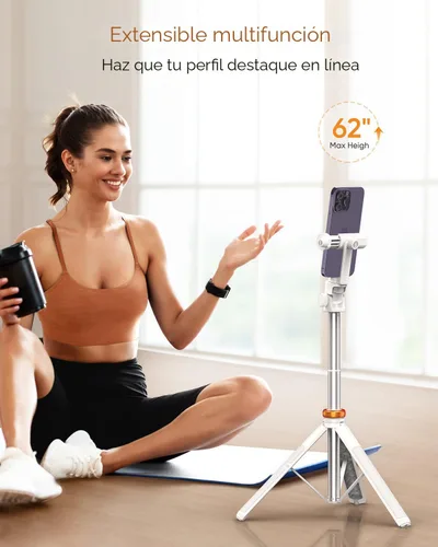 Miniatura 3 de EUCOS Trípode de 62 pulgadas para iPhone, resistente trípode para selfie stick con control remoto y soporte ligero para teléfono, trípode portátil