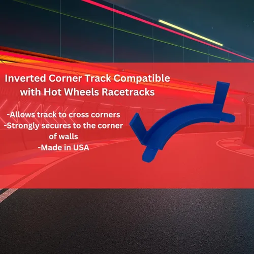 Miniatura 5 de Riel de montaje en pared de esquina compatible con Hot Wheels Giro de 90 grados con adhesivo extraíble para montaje en pared Fabricado