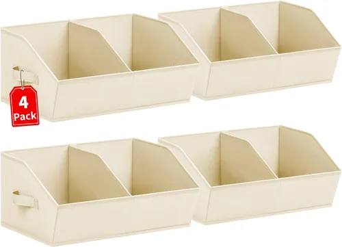 Miniatura 25 de Homsorout Organizadores de Armario y Contenedores de Almacenamiento - Paquete de 4 Contenedores de Almacenamiento Plegables Divididos Trapezoidales