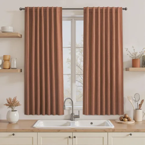 Miniatura 84 de UHITECH Cortinas cortas de lino de 24 pulgadas de largo para ventanas pequeñas de granja, cortinas opacas modernas para sala de estar, pestañas